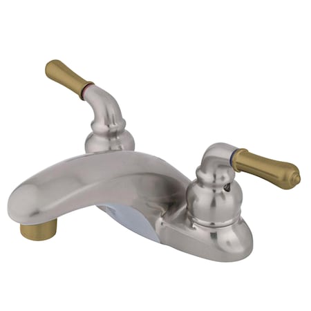 Kingston Brass 4" Centerset Bathroom Faucet, Brushed Nickel/Polished Brass KB629LP